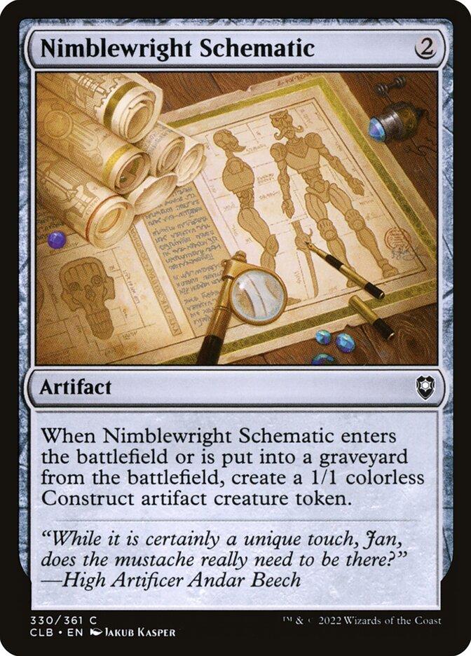 schematic mtg cards Soul-Guide Lantern (Retro Schematic) (Serialized) [The Brothers' War R Surface stippling could be coarser Nimblewright Schematic | Commander Legends: