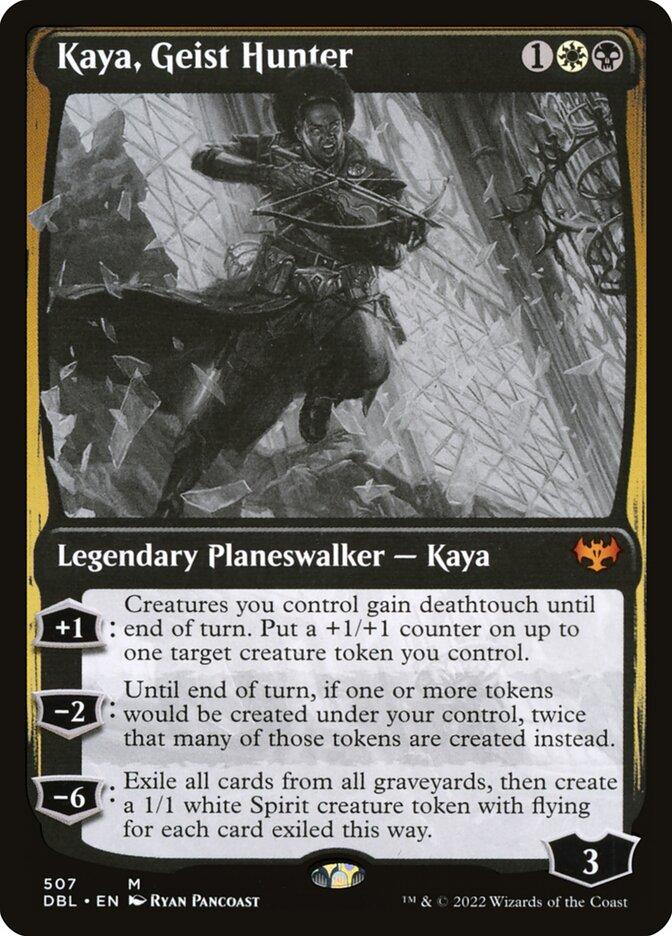 kaya mtg cards Kaya, Geist Hunter (Borderless) [Innistrad: Crimson Vow] Return that card to the battlefield under its owners control at the beginning of your next upkeep Kaya, Geist Hunter