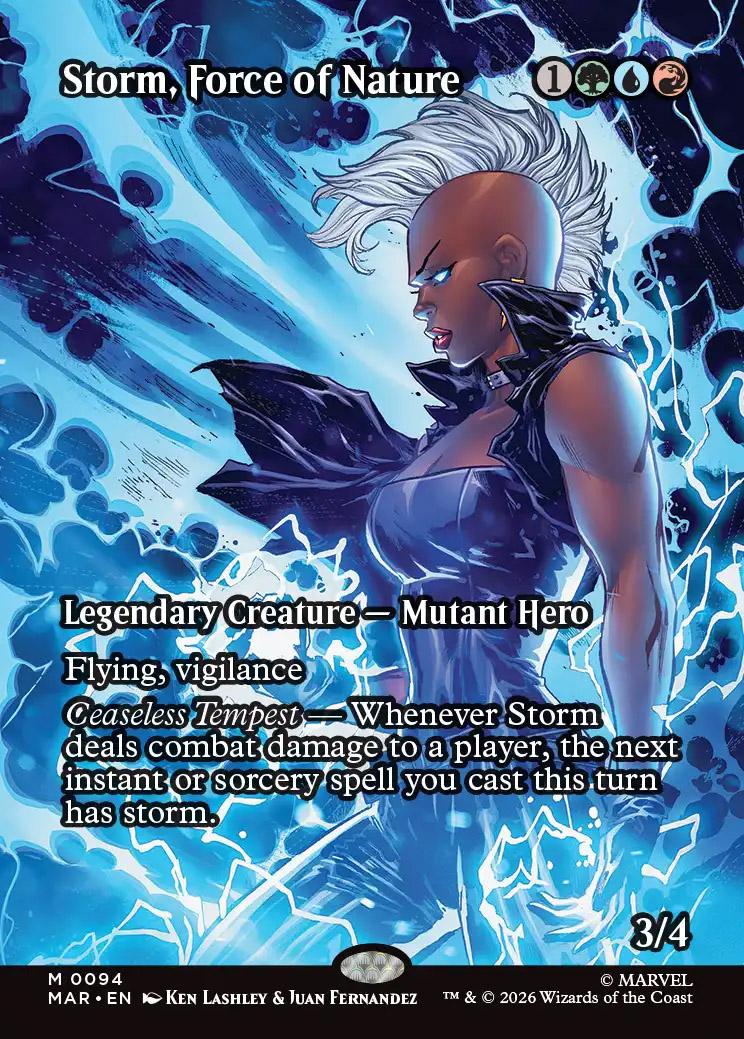marvel storm mtg card The foiling on this is crazy!! Check out our full Super Heroes Collector Box opening which is up on YouTube now! . . . . #MTGxMarvel #MTGAmbassador #mtg #magicthegathering #marvel Force of Nature (Borderless) 94 Mythic Marvel Universe Eternal MTGSTORM, FORCE OF NATURE BrdlessSLD
