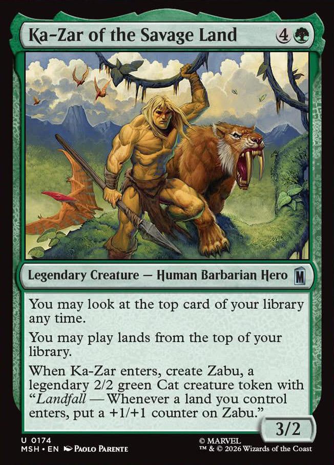 mtg land creature cards Ka-Zar of the Savage | Marvel Super Heroes Dryad Arbor – Time Spiral