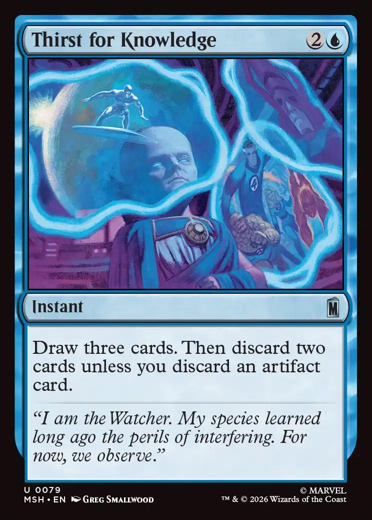 blue card advantage mtg Thirst for Knowledge | Marvel Super Heroes Foundations (FDN) #30 Illustrated by Kai Carpenter Magic Magic the Gathering Adventures: Hour