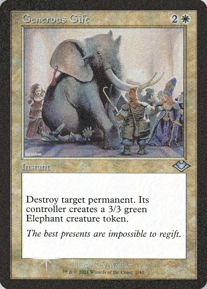 mtg cards like generous gift Its controller creates a 3/3 green Elephant creature token. Generous Gift Price | mtg