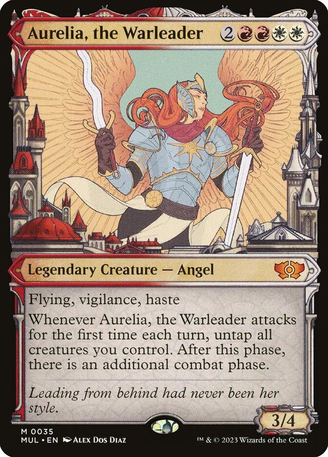 mtg aurelia the warleader commander deck Magic the Gathering March of the Machine Multiverse Legends Mythic Rare Aurelia, the Warleader #35 [Showcase]