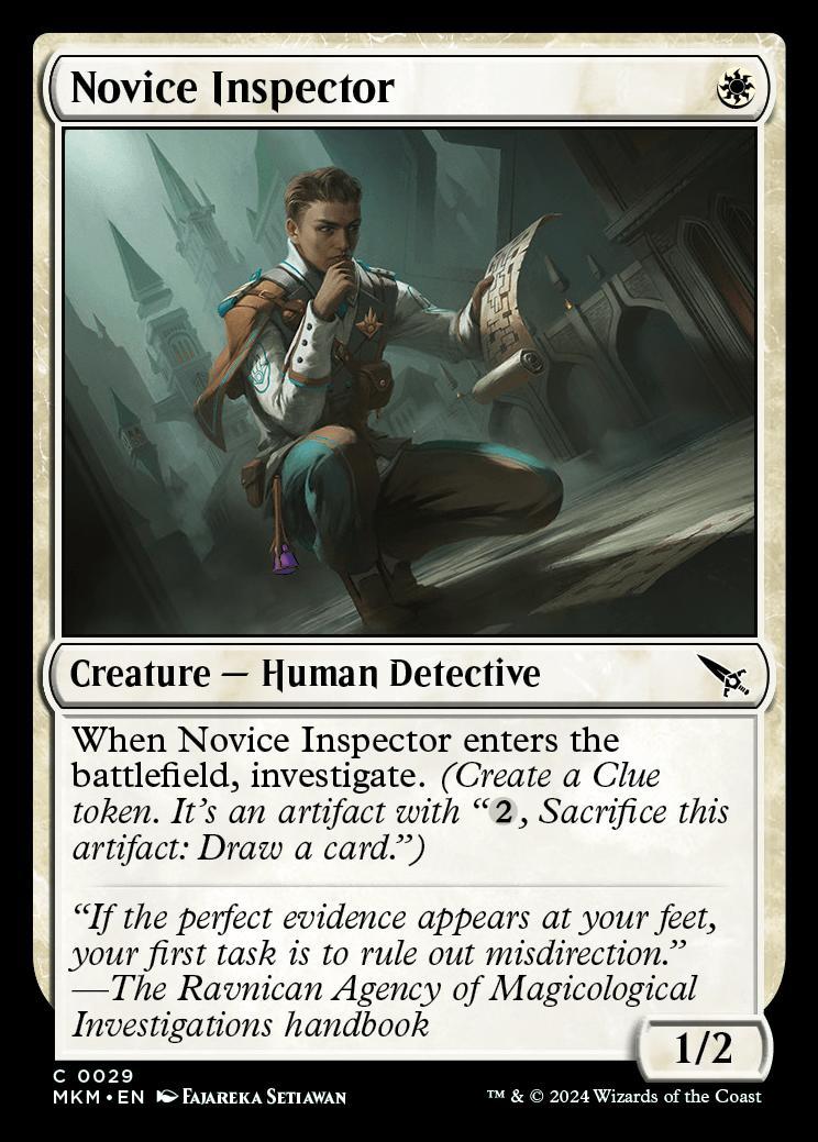 mtg investigate cards Serene Sleuth - Murders at Karlov Manor Commander #325 (English) Draw a card.) 1G Novice Inspector | Murders at