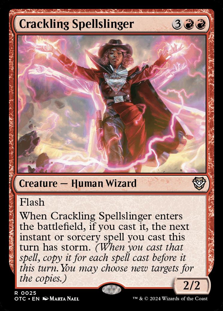 mtg best spellslinger cards MtG Outlaws of Thunder Junction Commander Rare Crackling Spellslinger #25