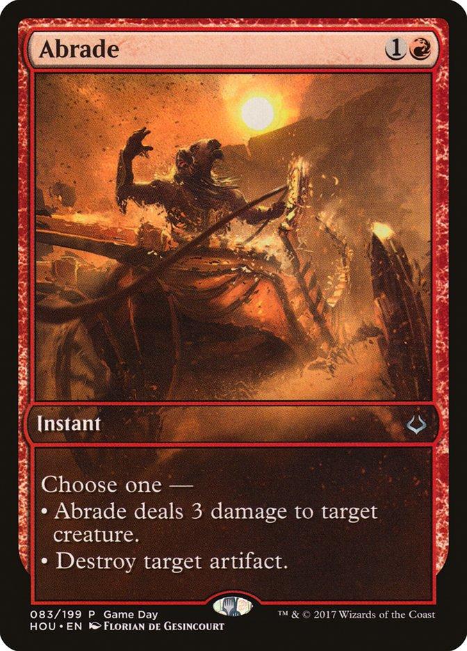 abrade mtg card (extended art) Destroy target artifact. Abrade (Game Day) (full art)