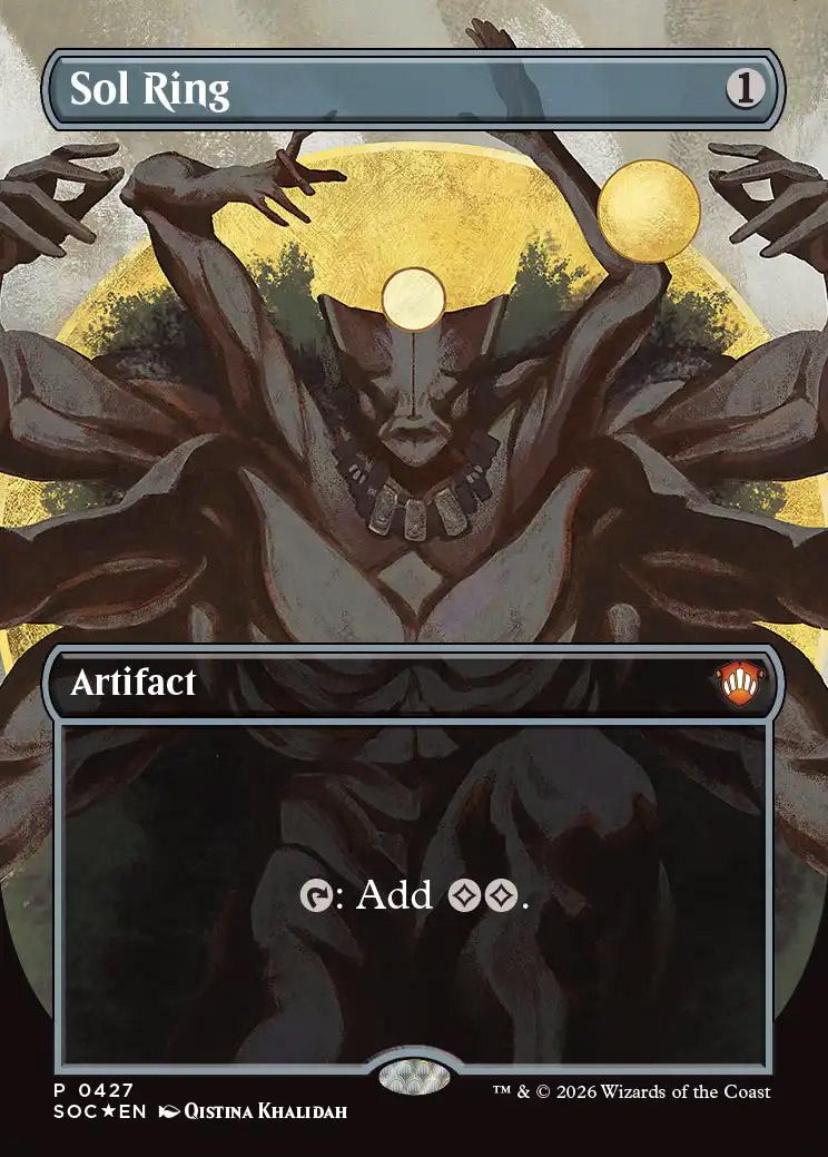 sol ring final fantasy mtg (Borderless Alternate Art) [Commander Masters] Forged within the star itself Sol Ring (foil) (borderless)