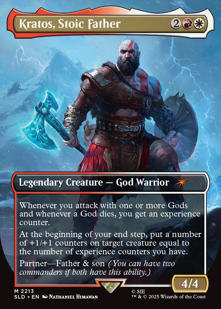 kratos mtg card from God of War in Magic: The Gathering custom you will die for what you did that night! Kratos Kratos, Stoic Father (#2213) (foil)