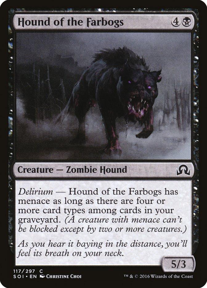 hound cards mtg MtG Shadows Over Innistrad Common Hound of the Farbogs #117