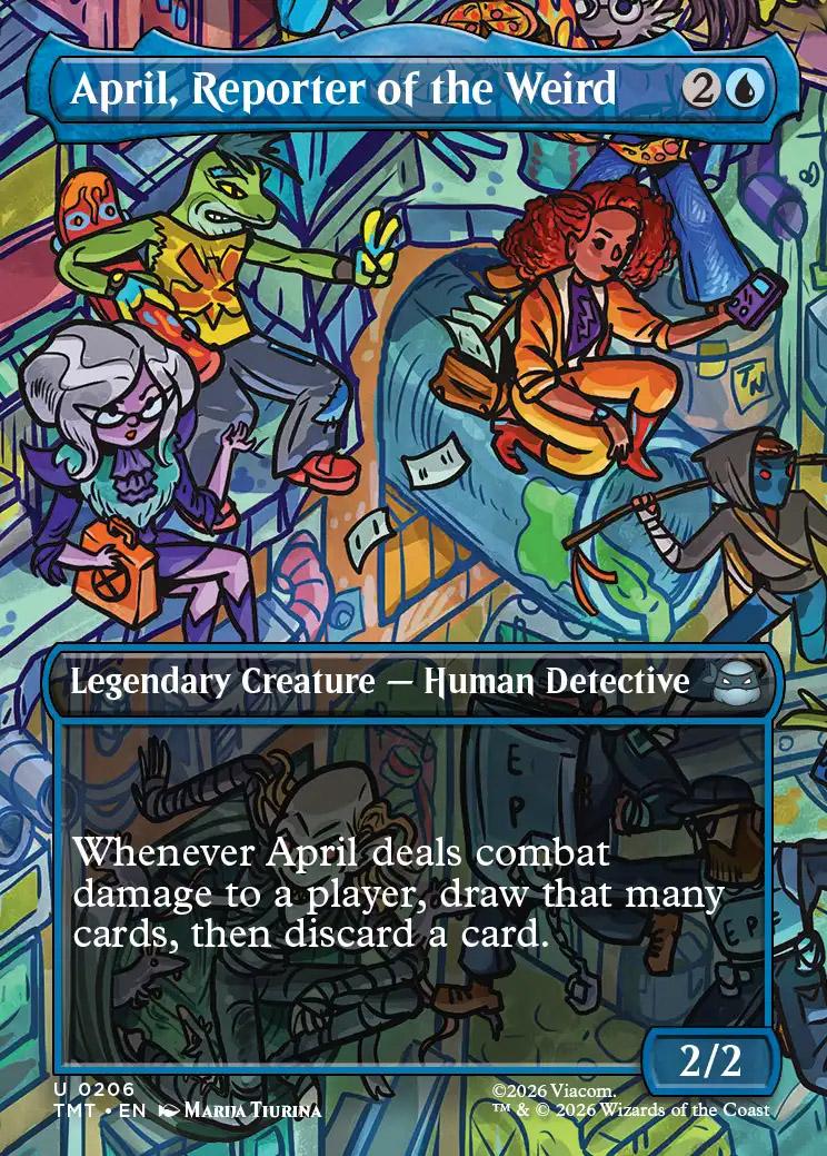 weird cards mtg Teenage Mutant Ninja Turtles Variants: April, Reporter of the (0206 Whenever you cast a noncreature spell Spellgorger Weird Token (2/2)
