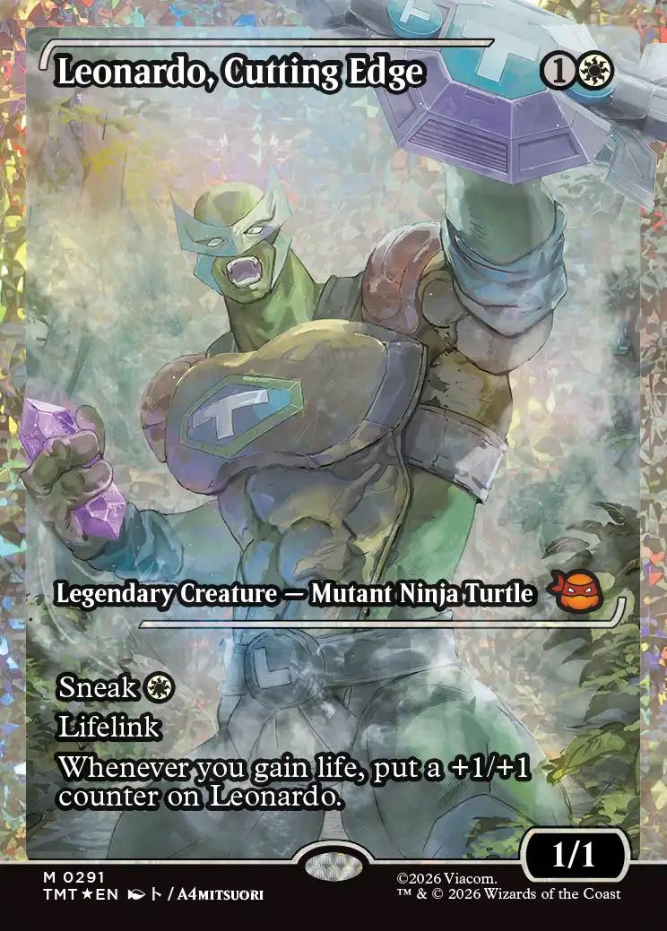 mtg フラクチャーFoil 鋭い切先、レオナルド 英語版 Teenage Mutant Ninja Turtles Variants Foil: Leonardo, Cutting Edge