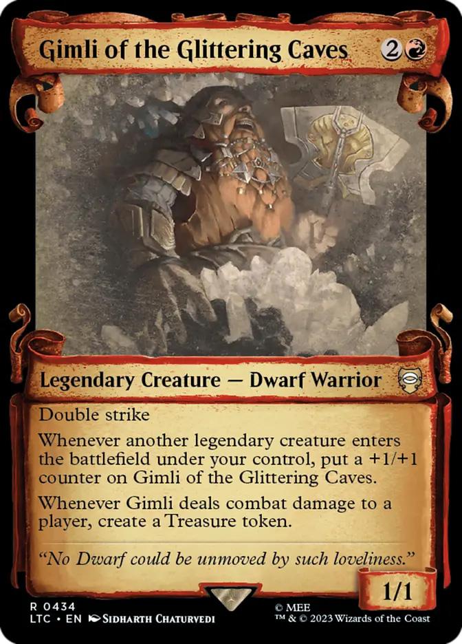 gimli mtg card Magic The Gathering - The Lord of the Rings - Tales of Middle-Earth - Gimli, Counter of Kills put a +1/+1 counter on Gimli of the Glittering Caves Gimli of the Glittering Caves