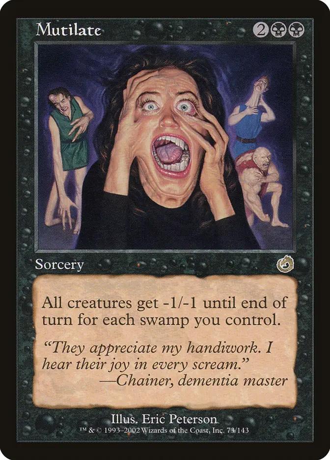 mutilate mtg card [73] [Torment] [Foil]  Face to Face Games All creatures get Mutilate  Commander 2014 (C14)