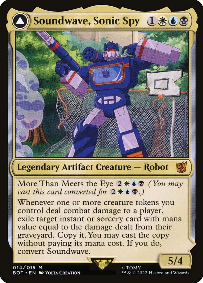 soundwave mtg card Magic The Gathering Soundwave, Sonic Spy Single Unified Cards The deck of battle cards features Action and Upgrade cards to enhance Transformers character cards Soundwave, Sonic Spy | Universes