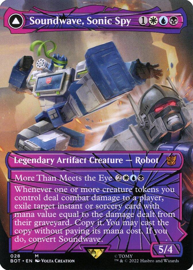 soundwave mtg card Magic The Gathering The Brothers' War Transformers Mythic Rare Soundwave, Sonic Spy // Soundwave, Superior Captain #28 [Shattered Glass]