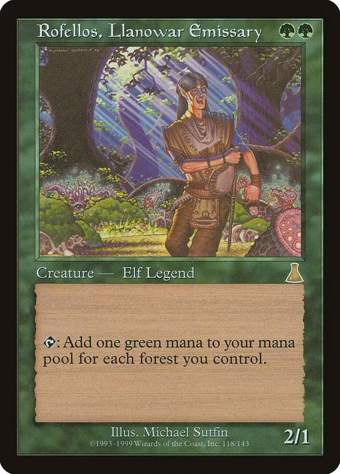 ラノワールの使者ロフェロス　アーティストプルーフRofellos Rofellos, Llanowar Emissary | Urza's Destiny | Card Kingdom